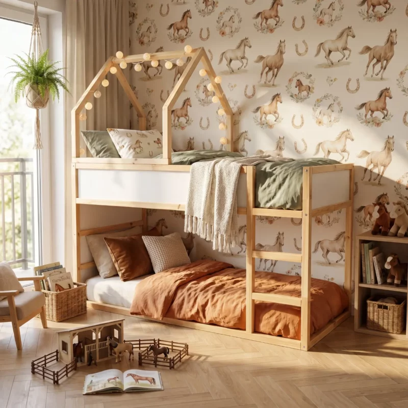 IKEA KURA Bett Hausbett Dach Starlight Plus aus Holz