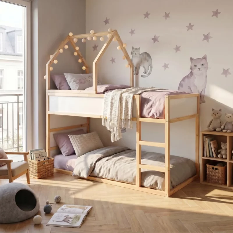 IKEA KURA Bett Hausbett Dach Starlight Plus aus Holz