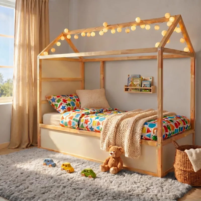 IKEA KURA Bett Hausdach Kinderbett Meadow Standard - nachher
