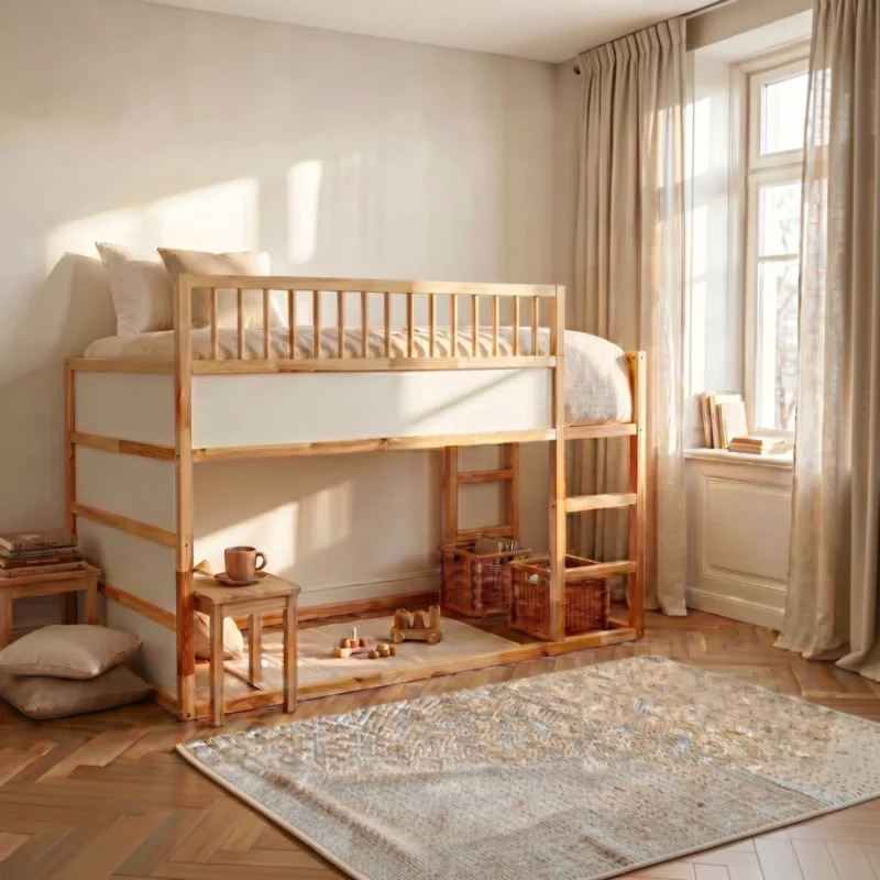 IKEA KURA Bett Obere Absturzsicherung RONA 165 mit runden Holzsprossen
