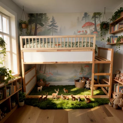 IKEA KURA Bett Obere Absturzsicherung RONA 165 mit runden Holzsprossen