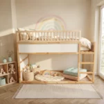 IKEA KURA Bett Obere Absturzsicherung RONA 165 mit runden Holzsprossen