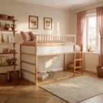 IKEA KURA Bett Obere Absturzsicherung RONA 165 mit runden Holzsprossen