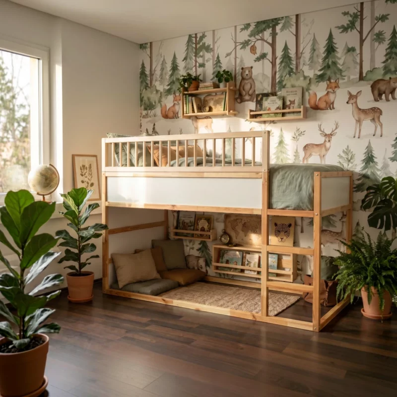 IKEA KURA Bett Obere Absturzsicherung RONA 165 mit runden Holzsprossen