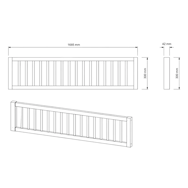 IKEA KURA Bett Obere Absturzsicherung RONA DUO SPLIT 165×90 - scheme