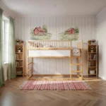 IKEA KURA Bett Obere Absturzsicherung RONA TRE 90×165×90 mit runden Holzsprossen