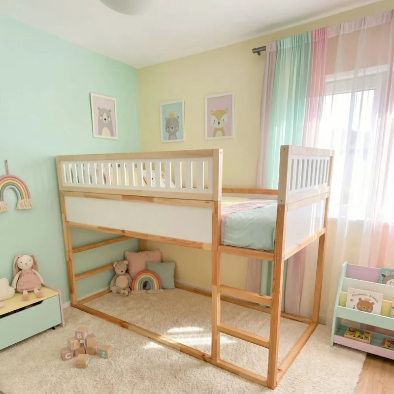 IKEA KURA Bett Obere Absturzsicherung VILO DUO SPLIT 165×90 aus Holz und MDF