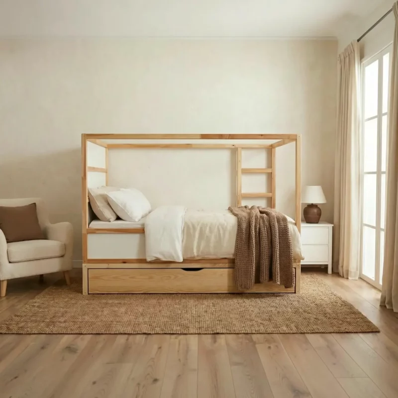IKEA KURA Bett Podest mit extra großer Schublade NestUp Storage XL Naturholz