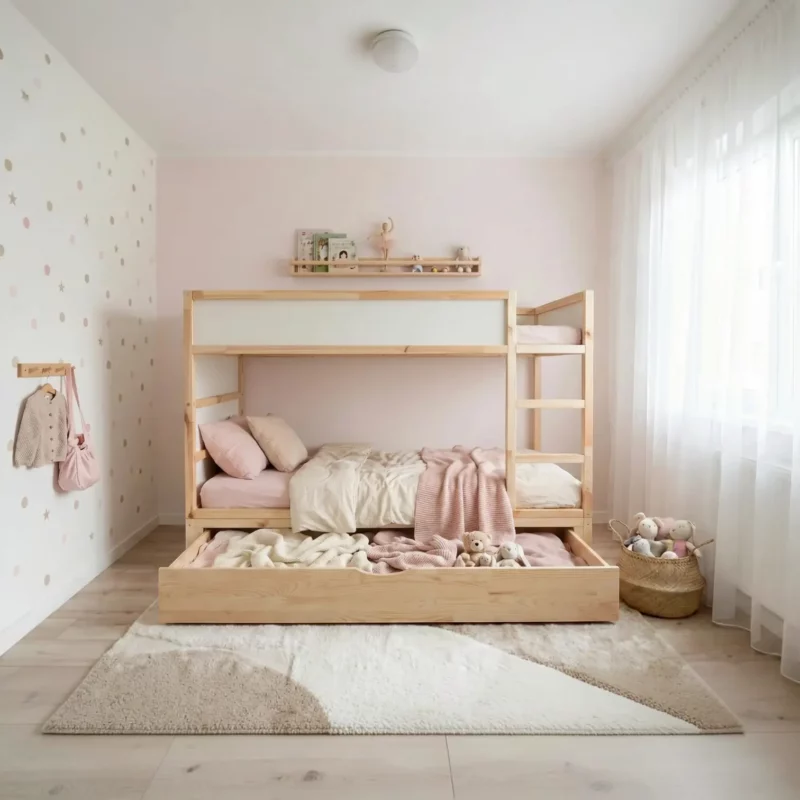 IKEA KURA Bett Podest mit extra großer Schublade NestUp Storage XL Naturholz - nachher