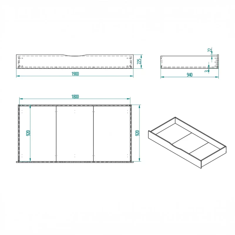IKEA KURA Bett Podest mit extra großer Schublade NestUp Storage XL Naturholz - scheme