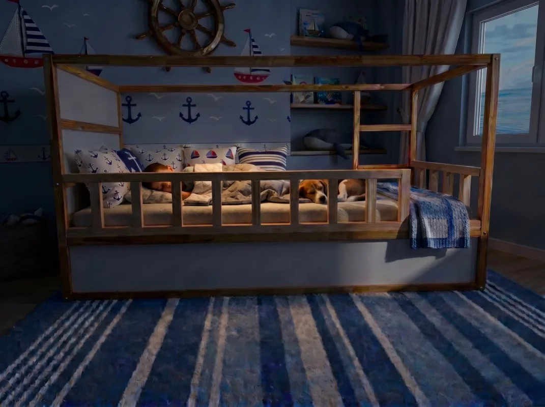 IKEA KURA Bett Rausfallschutz Unten NIVO DUO 165+90 - nachher