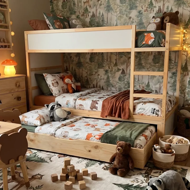 Szuflada do spania 2w1 90x180 do łóżka IKEA KURA NestUp Sleep, naturalne drewno
