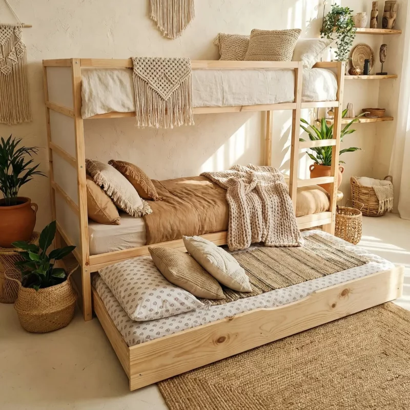 Szuflada do spania 2w1 90x180 do łóżka IKEA KURA NestUp Sleep, naturalne drewno