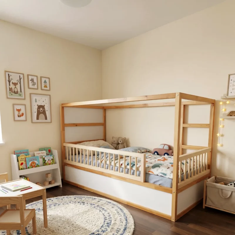 Barierki z okrągłymi szczebelkami do łóżka IKEA KURA ROLO DUO 165×90