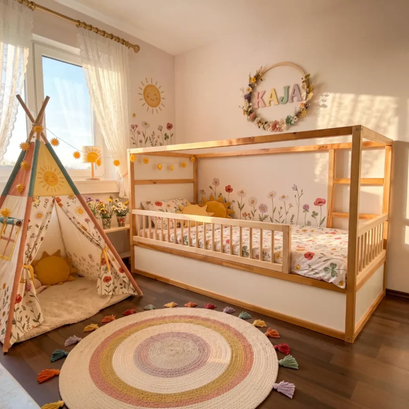 Barierki z okrągłymi szczebelkami do łóżka IKEA KURA ROLO DUO 165×90