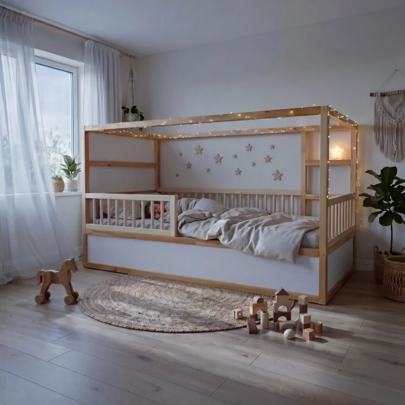 IKEA KURA Bett Schutzgitter mit runden Sprossen ROLO TRE 165×90×90 - nachher