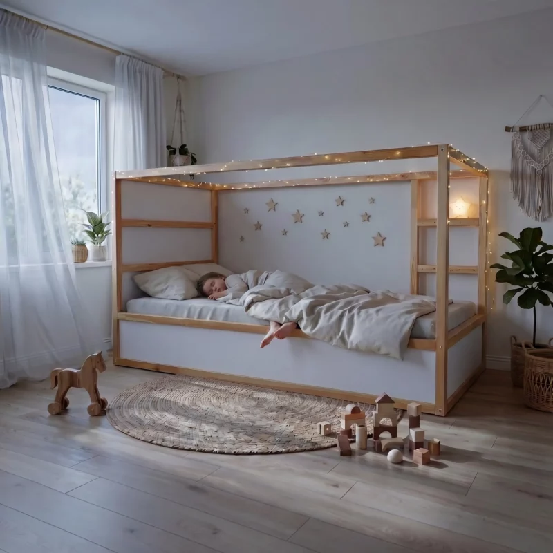 IKEA KURA Bett Schutzgitter mit runden Sprossen ROLO TRE 165×90×90 - vorher