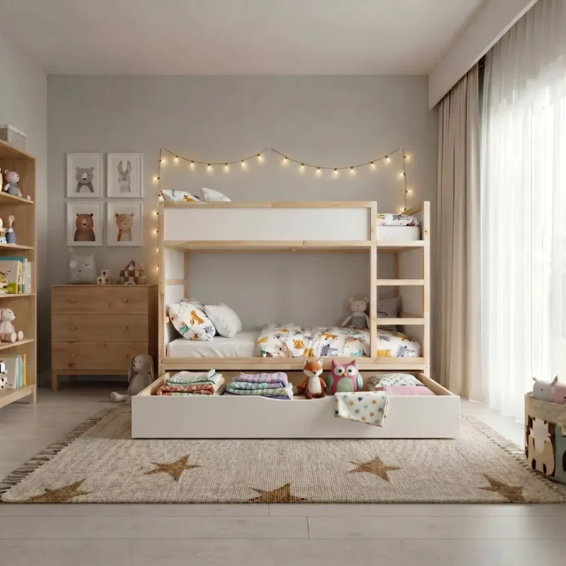 IKEA KURA Bett Stauraum Podest mit XL Schublade NestUp Storage XL Front Weiß - nachher