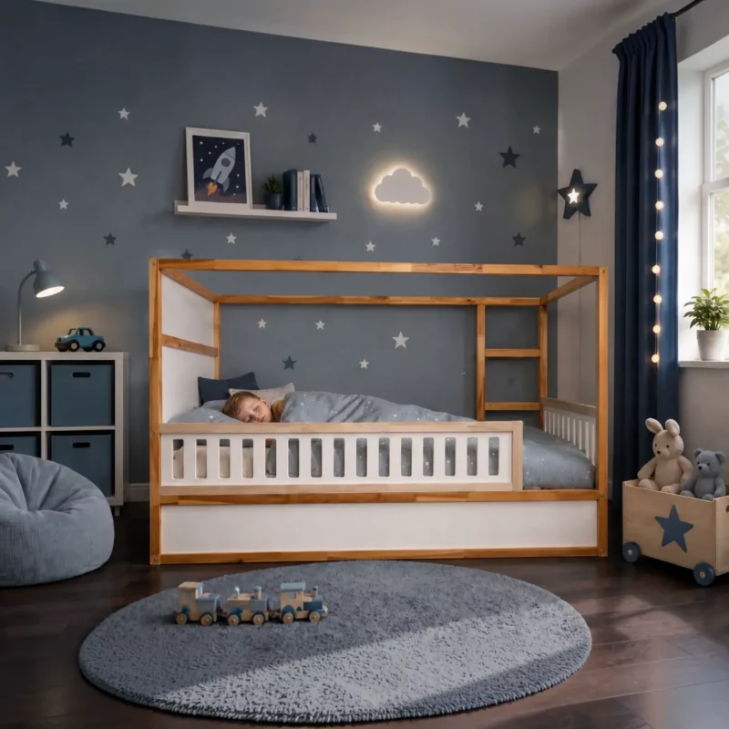 IKEA KURA Bett Untere Absturzsicherung VELO DUO 165×90 aus Holz und MDF - nachher
