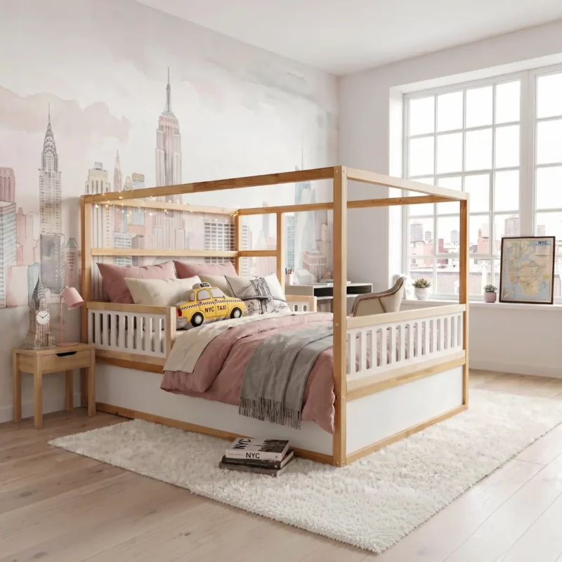 IKEA KURA Bett Untere Absturzsicherung VELO DUO 90×90 aus Holz und MDF