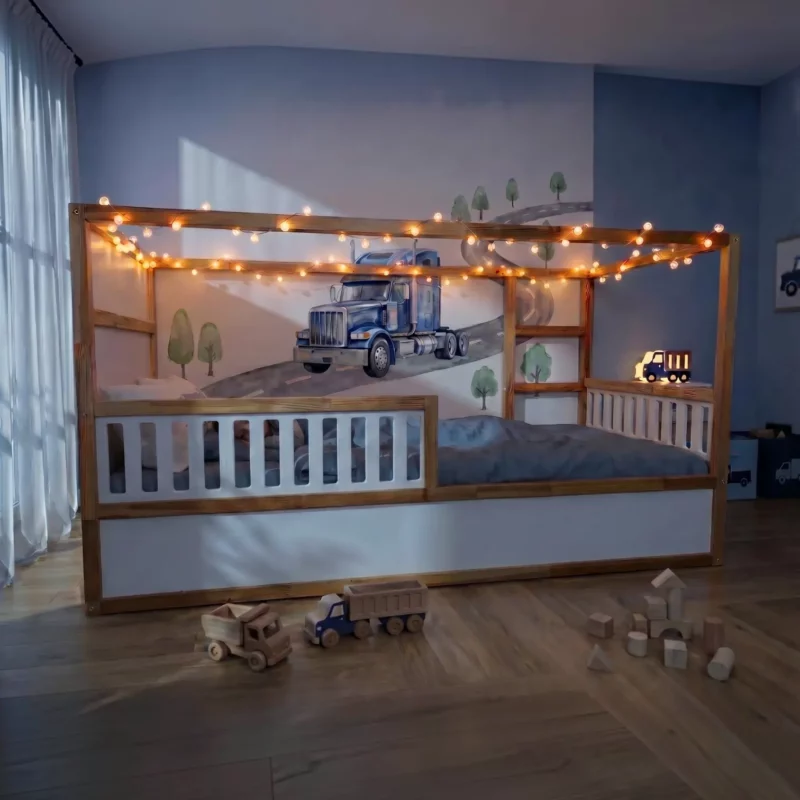 IKEA KURA Bett Untere Absturzsicherung VELO DUO 90×90 aus Holz und MDF - nachher