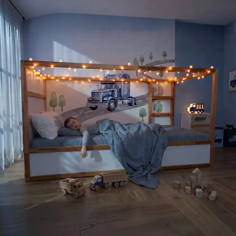 IKEA KURA Bett Untere Absturzsicherung VELO DUO 90×90 aus Holz und MDF - vorher