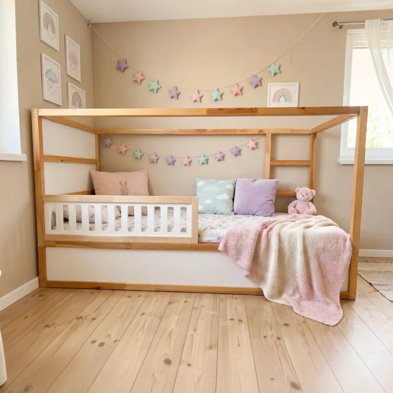 IKEA KURA Bett Unteres Sicherheitsgitter VELO 90 aus Holz und MDF Wieß
