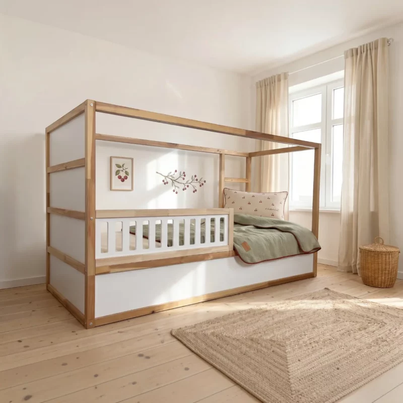 IKEA KURA Bett Unteres Sicherheitsgitter VELO 90 aus Holz und MDF Wieß