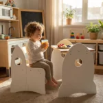 IKEA KURA Bett Montessori Tisch und Stuhl RAKIETA Weiß – Bild 4