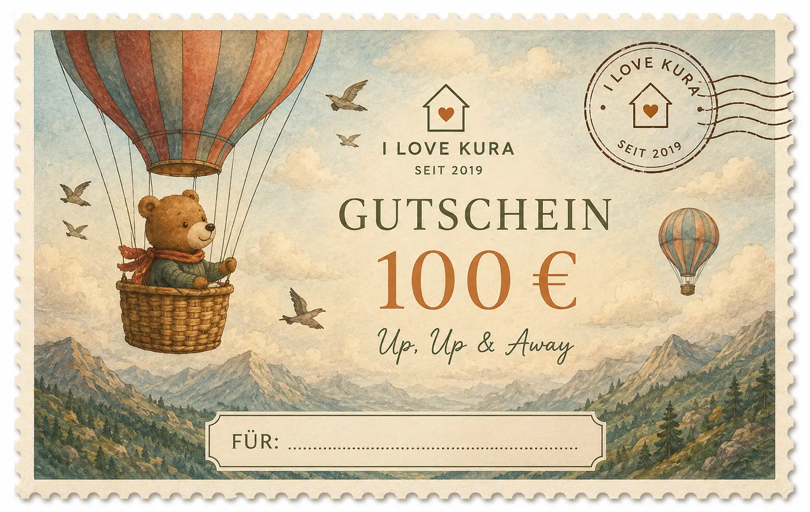 I LOVE KURA Gutschein 100 € - 100 UP,UP &AWAY I LOVE KURA Gutschein 100 € - 100 UP,UP &AWAY