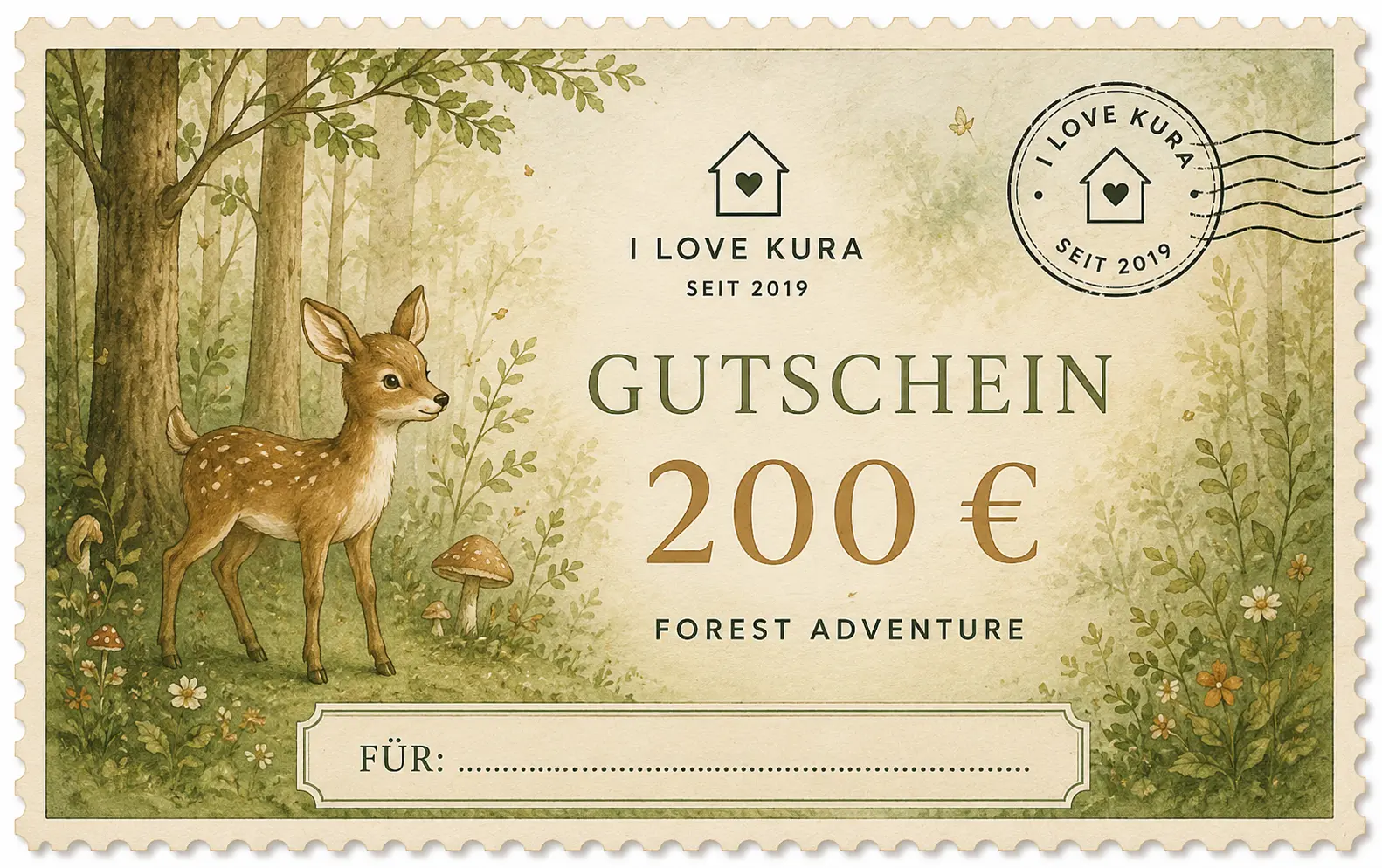 I LOVE KURA Gutschein 200 € - 200 FOREST_ADVENTURE I LOVE KURA Gutschein 200 € - 200 FOREST_ADVENTURE