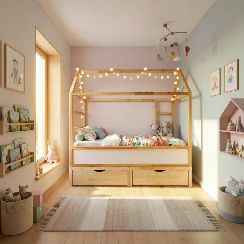 IKEA KURA Bett Hausdach Kinderbett Meadow Standard