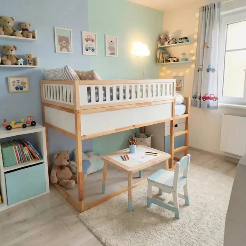 IKEA KURA Bett Obere Absturzsicherung VILO DUO 165×90 aus Holz und MDF