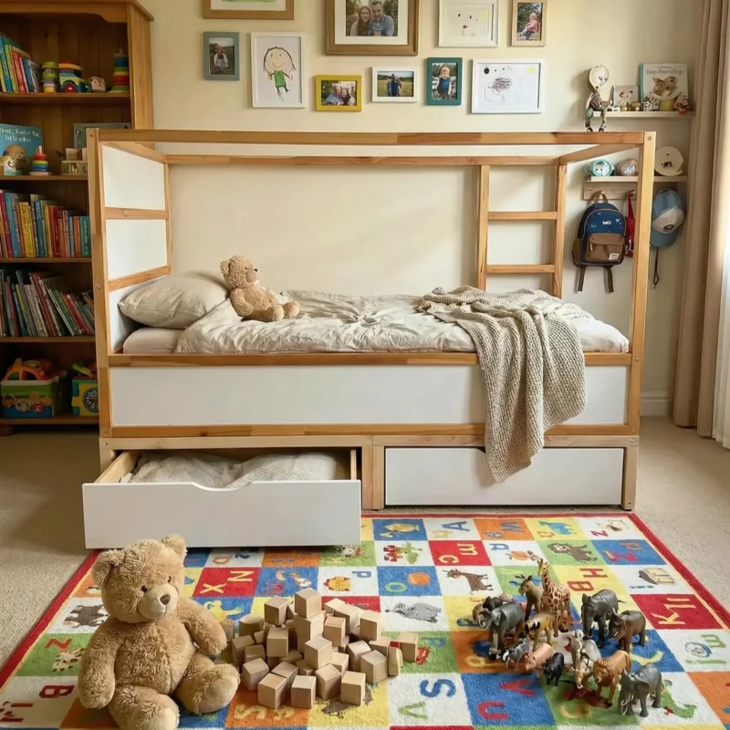 IKEA KURA Bett Podest mit 2 Schubladen NestUp Storage Weiße Front