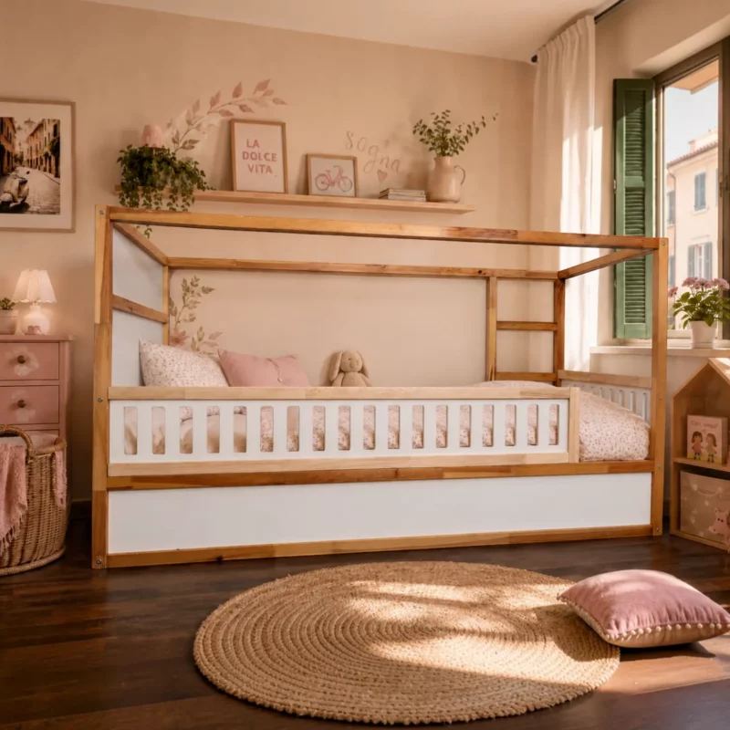 IKEA KURA Bett Untere Absturzsicherung VELO DUO 165×90 aus Holz und MDF