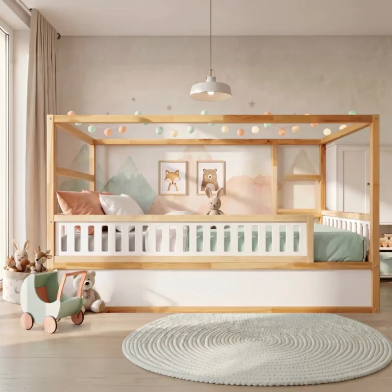IKEA KURA Bett Untere Absturzsicherung VELO DUO 165×90 aus Holz und MDF
