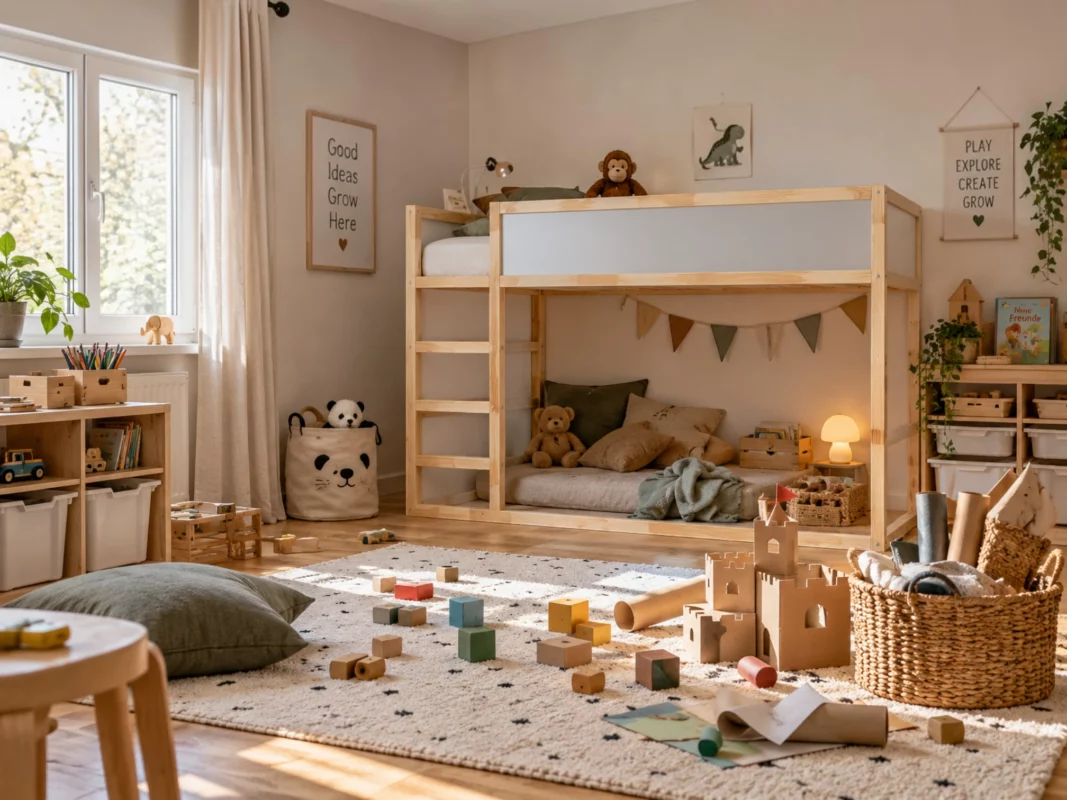 Kinderzimmer mit freier Spielfläche für selbstständiges und kreatives Spielen